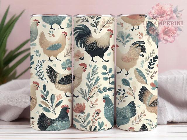 Country Cute Chicken Tumbler, Country Folk Tumbler, Farm Animal Design, 20oz Tumbler Wrap, Sublimation Design, Rustic Farm Gift, Poultry Lover Tumbler Sublimation Li Zamperini 
