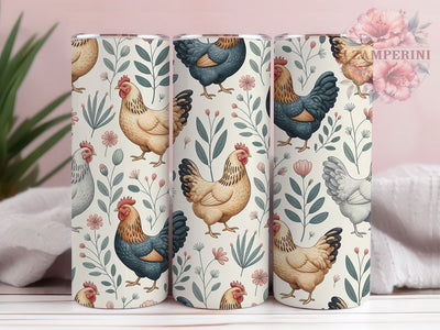 Country Cute Chicken Tumbler, Country Folk Tumbler, Farm Animal Design, 20oz Tumbler Wrap, Sublimation Design, Rustic Farm Gift, Poultry Lover Tumbler Sublimation Li Zamperini 