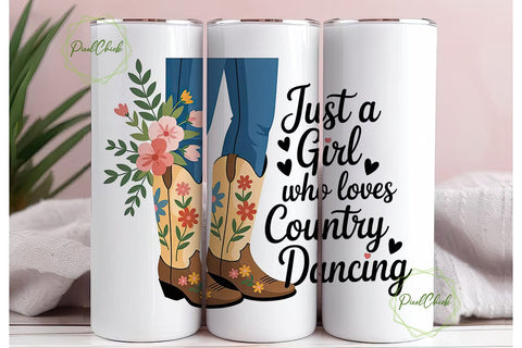 Country Dancing Boots 20oz Tumbler Wrap Sublimation PixelChick 