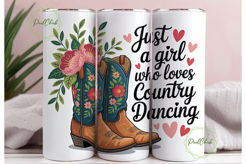 Country Dancing Boots 20oz Tumbler Wrap Sublimation PixelChick 