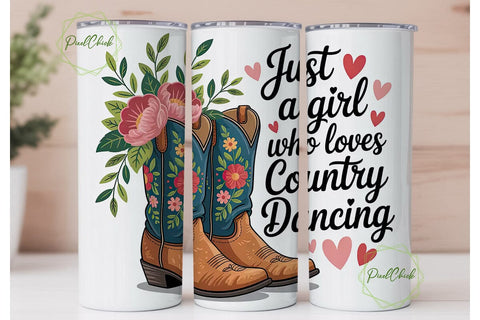 Country Dancing Boots 20oz Tumbler Wrap Sublimation PixelChick 