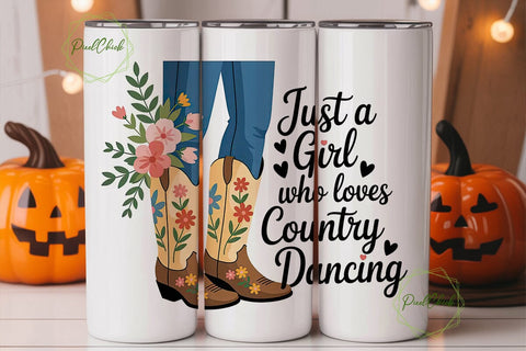 Country Dancing Boots 20oz Tumbler Wrap Sublimation PixelChick 