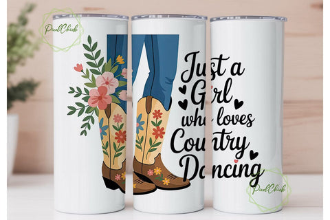 Country Dancing Boots 20oz Tumbler Wrap Sublimation PixelChick 