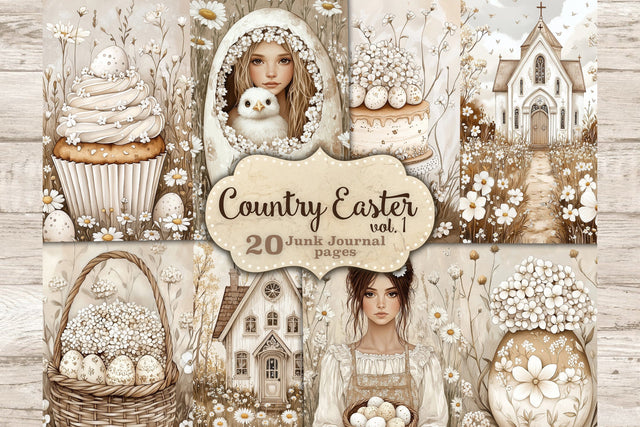 Country Easter Junk Journal Pages | Rustik Scrapbook Paper SVG GlamArtZhanna 