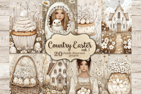 Country Easter Junk Journal Pages | Rustik Scrapbook Paper SVG GlamArtZhanna 