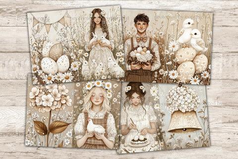 Country Easter Junk Journal Pages | Rustik Scrapbook Paper SVG GlamArtZhanna 