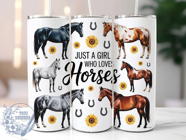 Country Equestrian Horse Lover Tumbler, Girl With Horses, Sublimation Art, 20oz Tumbler, Equestrian Theme, Farm Style, Country Design Sublimation ToriDesigns 