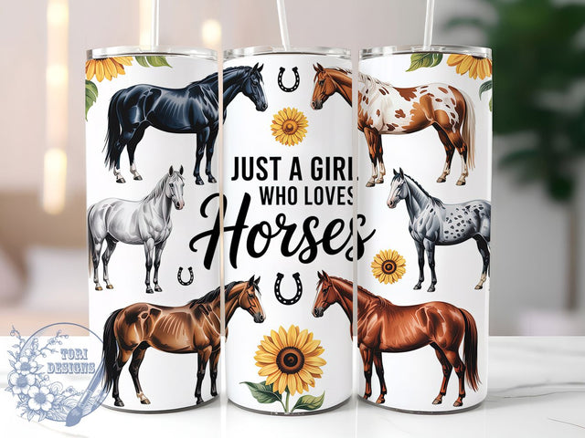 Country Equestrian Horse Lover Tumbler, Girl With Horses, Sublimation Art, 20oz Tumbler, Equestrian Theme, Farm Style, Country Design Sublimation ToriDesigns 