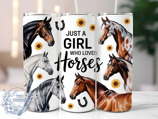 Country Equestrian Horse Lover Tumbler, Girl With Horses, Sublimation Art, 20oz Tumbler, Equestrian Theme, Farm Style, Country Design Sublimation ToriDesigns 