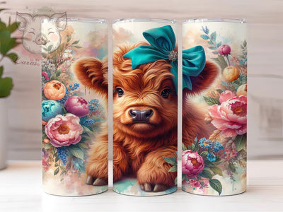 Country Floral Highland Cow Tumbler, Flower Cow Tumbler, Rustic Cow Wrap, Country Floral Wrap, Cute Cow Wrap, Sublimation Design, Trendy Gift Idea Sublimation Lara' s Designs 