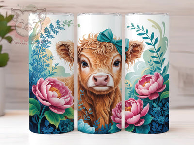 Country Floral Highland Cow Tumbler, Flower Cow Tumbler, Rustic Cow Wrap, Country Floral Wrap, Cute Cow Wrap, Sublimation Design, Trendy Gift Idea Sublimation Lara' s Designs 