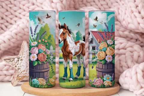 Country Foal 20oz Tumbler Wrap Sublimation DesignSVG 