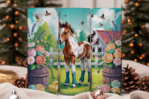 Country Foal 20oz Tumbler Wrap Sublimation DesignSVG 