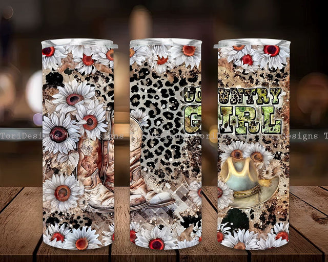Country Girl 20 oz Skinny Tumbler Sublimation Design Digital Download PNG Instant DIGITAL ONLY, Western Rustic Cowgirl Tumbler Sublimation ToriDesigns 