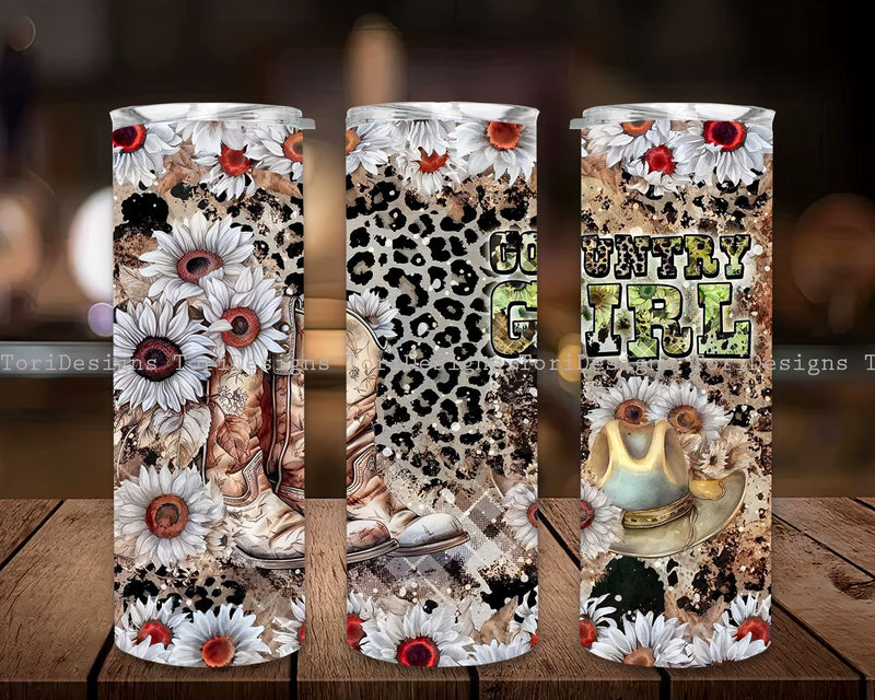Country Girl 20 oz Skinny Tumbler Sublimation Design Digital Download ...