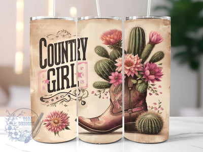 Country Girl 20oz Skinny Tumbler, Western Rustic Cowgirl Tumbler Png, Straight & Tapered Tumbler Wrap, Instant Digital Download Sublimation ToriDesigns 