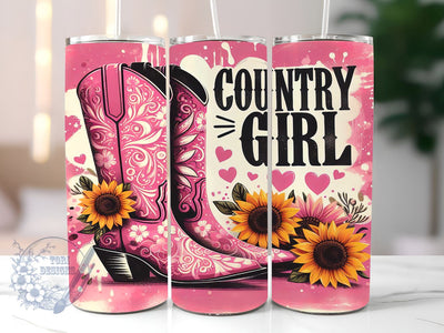 Country Girl 20oz Skinny Tumbler, Western Rustic Cowgirl Tumbler Png, Straight & Tapered Tumbler Wrap, Instant Digital Download Sublimation ToriDesigns 