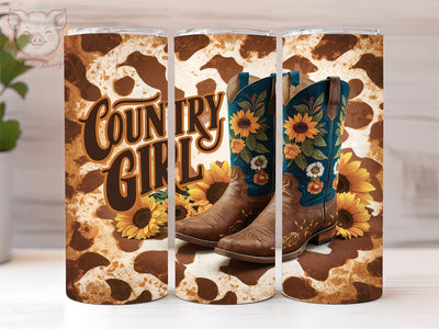 Country Girl 20oz Tumbler Png, Straight & Tapered Tumbler Png, Western Cowgirl Boots Tumbler Png, Digital Download PNG Sublimation Lara' s Designs 
