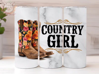 Country Girl 20oz Tumbler Png, Straight & Tapered Tumbler Png, Western Cowgirl Boots Tumbler Png, Digital Download PNG Sublimation Lara' s Designs 