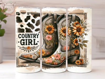 Country Girl 20oz Tumbler Png, Straight & Tapered Tumbler Png, Western Rustic Cowgirl Tumbler Png, Digital Download PNG Sublimation Lara' s Designs 