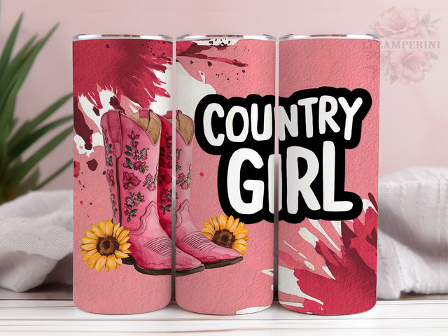 Country Girl 20oz Tumbler Wrap PNG, Cowgirl Tumbler Png, Straight & Tapered Tumbler Wrap, Instant Digital Download Sublimation Li Zamperini 