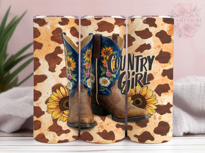Country Girl 20oz Tumbler Wrap PNG, Cowgirl Tumbler Png, Straight & Tapered Tumbler Wrap, Instant Digital Download Sublimation Li Zamperini 