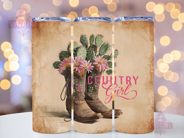 Country Girl 20oz Tumbler Wrap Sublimation Design, Straight Tapered Tumbler Wrap, Western Cowgirl Tumbler Png, Instant Digital Download Sublimation SvggirlplusArt 