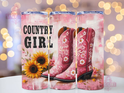 Country Girl 20oz Tumbler Wrap Sublimation Design, Straight Tapered Tumbler Wrap, Western Rustic Cowgirl Tumbler Png, Instant Digital Download Sublimation SvggirlplusArt 