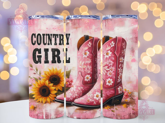 Country Girl 20oz Tumbler Wrap Sublimation Design, Straight Tapered Tumbler Wrap, Western Rustic Cowgirl Tumbler Png, Instant Digital Download Sublimation SvggirlplusArt 