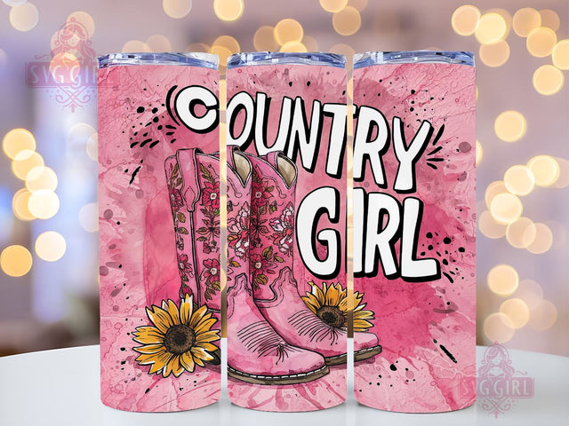 Country Girl 20oz Tumbler Wrap Sublimation Design, Straight Tapered Tumbler Wrap, Western Rustic Cowgirl Tumbler Png, Instant Digital Download Sublimation SvggirlplusArt 