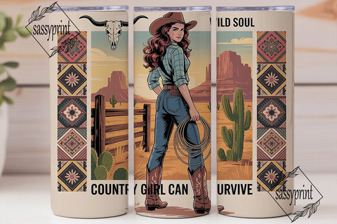 Country Girl 20oz Tumbler Wrap Sublimation sassyprint 