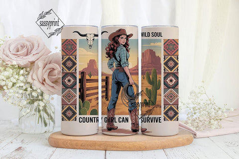 Country Girl 20oz Tumbler Wrap Sublimation sassyprint 