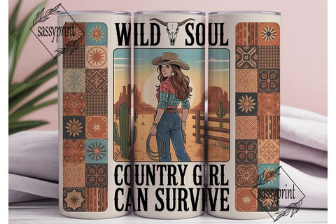 Country Girl 20oz Tumbler Wrap Sublimation sassyprint 
