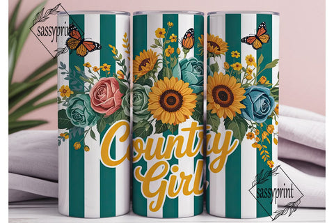 Country Girl 20oz Tumbler Wrap Sublimation sassyprint 