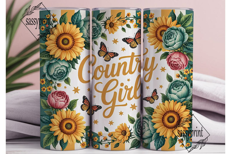Country Girl 20oz Tumbler Wrap Sublimation sassyprint 