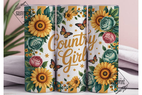 Country Girl 20oz Tumbler Wrap Sublimation sassyprint 