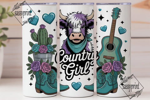 Country Girl 20oz Tumbler Wrap Sublimation sassyprint 