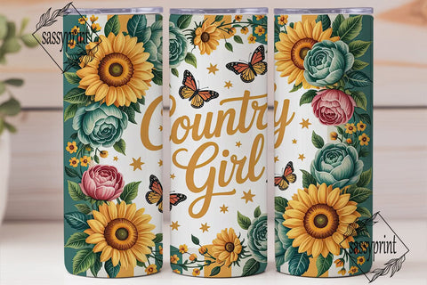 Country Girl 20oz Tumbler Wrap Sublimation sassyprint 