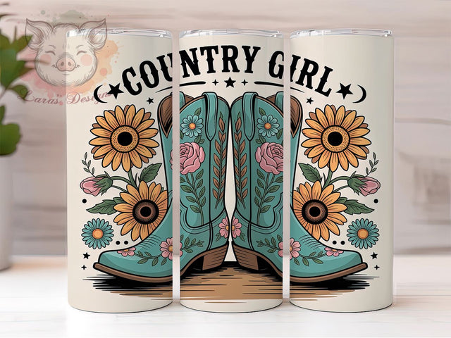 Country Girl Boots 20oz Tumbler, Cowgirl Boots, Western Style, 20oz Sublimation, PNG Design, Rustic Mug, Farmhouse Gift Sublimation Lara' s Designs 