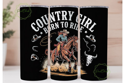 Country Girl Born To Ride Tumbler Wrap Sublimation PixelChick 