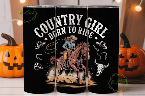 Country Girl Born To Ride Tumbler Wrap Sublimation PixelChick 