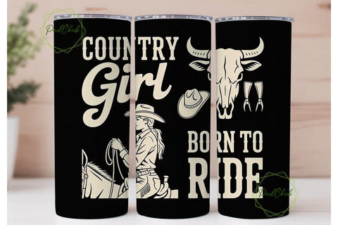 Country Girl Born To Ride Tumbler Wrap Sublimation PixelChick 