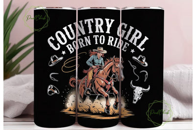 Country Girl Born To Ride Tumbler Wrap Sublimation PixelChick 