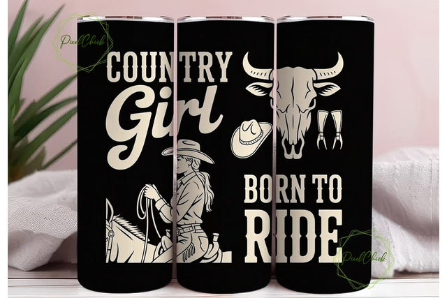 Country Girl Born To Ride Tumbler Wrap Sublimation PixelChick 