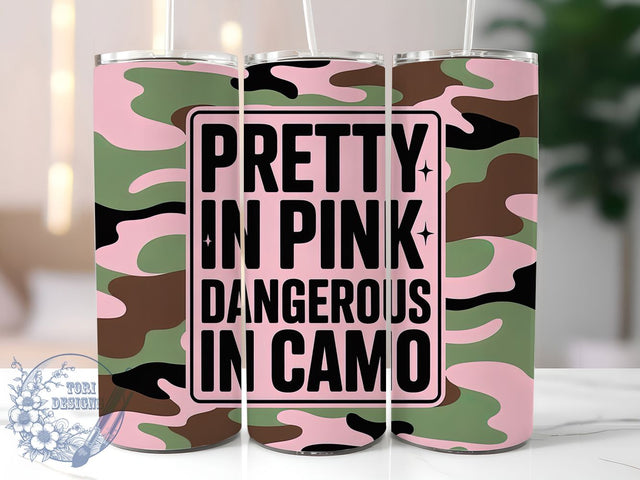 Country Girl Camo 20oz Tumbler, Country Girl, Pretty In Pink, Dangerous In Camo, 20oz Sublimation, PNG Design, Rustic Mug Sublimation ToriDesigns 