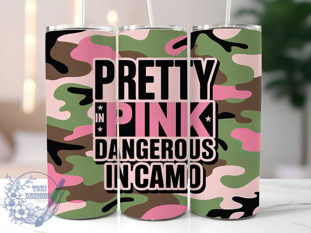 Country Girl Camo 20oz Tumbler, Country Girl, Pretty In Pink, Dangerous In Camo, 20oz Sublimation, PNG Design, Rustic Mug Sublimation ToriDesigns 
