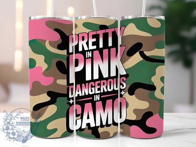 Country Girl Camo 20oz Tumbler, Country Girl, Pretty In Pink, Dangerous In Camo, 20oz Sublimation, PNG Design, Rustic Mug Sublimation ToriDesigns 
