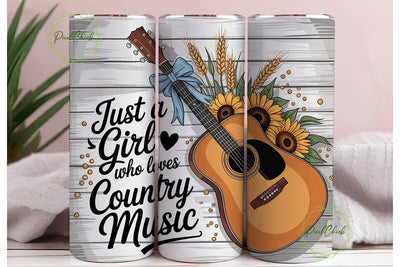 Country Girl Music 20oz Tumbler Wrap Sublimation PixelChick 