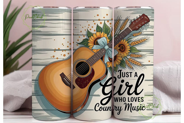 Country Girl Music 20oz Tumbler Wrap Sublimation PixelChick 