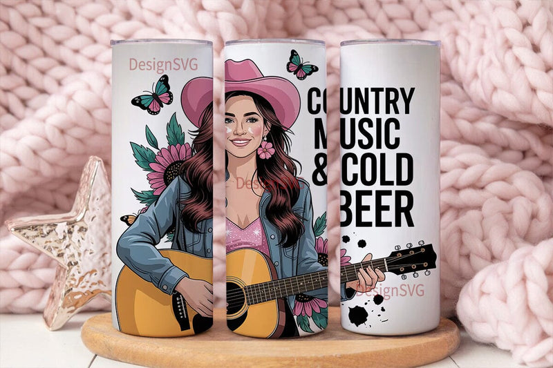 Country Girl Music Tumbler Wrap Sublimation DesignSVG 